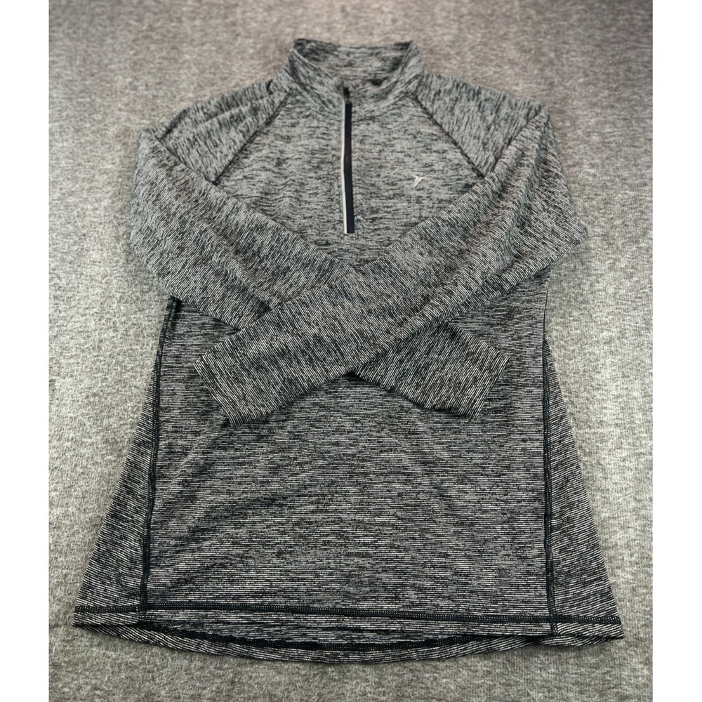 Old Navy Go-Dry 1/4 Zip Pullover Women Size L Gray Black Heathered Athletic Top